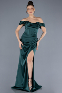 Robe de Soirée Longue Satin Émeraude ABU4582