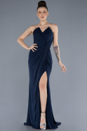 Robe de Soirée Longue Bleu Marine ABU4011