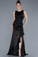 Robe de Soirée Longue Satin Noir ABU4624