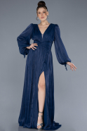 Robe de Soirée Longue Mousseline Bleu Marine ABU4622