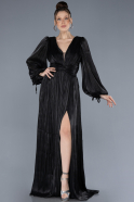 Robe de Soirée Longue Mousseline Noir ABU4622