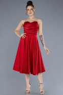 Robe de Cérémonie Midi Satin Rouge ABK2240