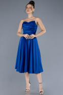 Robe de Cérémonie Midi Satin Bleu Saxe ABK2240