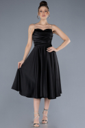 Robe de Cérémonie Midi Satin Noir ABK2240