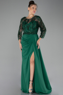 Robe De Soirée Mousseline Longue Émeraude ABU4293