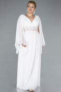 Robe de Soirée Grande Taille Longue Mousseline Blanc ABU4638