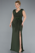 Robe De Soirée Grande Taille Longue Vert Huile ABU2854