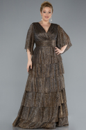 Robe de Soirée Grande Taille Longue Cuivre ABU4558