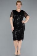 Robe De Invitation Grande Taille Midi Noir ABK2230