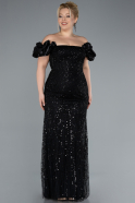 Robe De Fiançailles Grande Taille Longue Pierreux Noir ABU4618