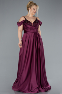 Robe De Fiançailles Grande Taille Longue Satin Prune ABU4539