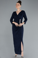 Robe de Soirée Grande Taille Midi Bleu Marine ABK2246