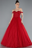 Robe de Fiançailles Design Personnalisé Longue Rouge ABU4655