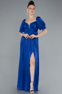 Robe de Soirée Longue Mousseline Bleu Saxe ABU4657