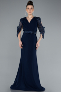 Robe Grande Taille Longue Bleu Marine ABU4668