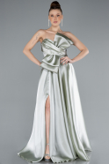 Robe de Soirée Longue Satin Menthe ABU4680