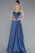 Robe de Soirée Longue Satin Indigo ABU4684