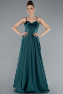 Robe de Soirée Longue Satin Émeraude ABU4684