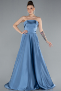 Robe de Soirée Longue Satin Indigo ABU4685