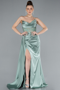 Robe De Soirée Satin Longue Menthe ABU4652