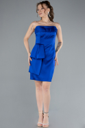 Robe de Cérémonie Courte Satin Bleu Saxe ABK2266