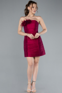 Robe de Cérémonie Courte Satin Couleur Cerise ABK2274