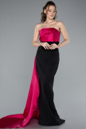 Robe de Soirée Longue Fuchsia-Black ABU4690