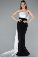 Robe de Soirée Longue Noir-Blanc ABU4690