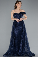 Robe de Soirée Longue Bleu Marine ABU4691