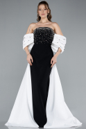 Robe de Soirée Longue Noir-Blanc ABU4701