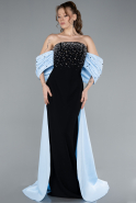 Robe de Soirée Longue Noir-Bleu ABU4701