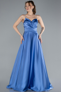 Robe de Soirée Longue Satin Indigo ABU4702