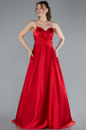 Robe de Soirée Longue Satin Rouge ABU4702