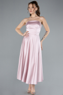 Robe de Soirée Midi Satin Poudre ABK2275