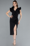 Robe De Invitation Grande Taille Midi Noir ABK2278