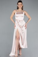 Robe de Soirée Midi Satin Beige ABK2265