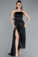 Robe de Soirée Midi Satin Noir ABK2265