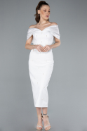 Robe de Cérémonie Midi Blanc ABK2279