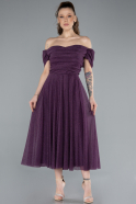 Robe De Invitation Grande Taille Midi Violet Foncé ABK2259