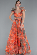 Robe de Soirée Longue Orange ABU4740