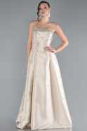 Robe de Soirée Longue Beige ABU4743