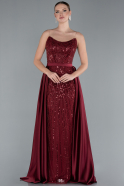 Robe de Soirée Longue Rouge Bordeaux ABU4745