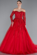 Robe De Soirée De Créateur Longue Rouge ABU4719