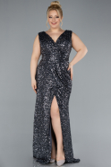 Robe de Soirée Grande Taille Longue Anthracite ABU4673