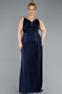 Robe Grande Taille Longue Bleu Marine ABU4748