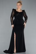 Robe Grande Taille Longue Mousseline Noir ABU4733