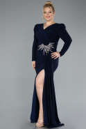 Robe de Soirée Grande Taille Longue Bleu Marine ABU4682