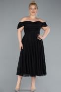 Robe De Invitation Grande Taille Midi Noir ABK2259