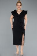 Robe De Invitation Grande Taille Midi Noir ABK2278