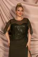 Robe de Soirée Grande Taille Longue Mousseline Kaki ABU4075